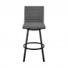 Armen Living Jermaine 30" Bar Height Swivel Bar Stool in Matt Black Finish with Gray Faux Leather Front