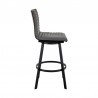 Armen Living Jermaine 26" Counter Height Swivel Bar Stool in Matt Black Finish with Gray Faux Leather Side