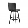 Armen Living Jermaine 26" Counter Height Swivel Bar Stool in Matt Black Finish with Gray Faux Leather