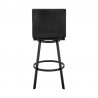 Armen Living Jermaine 26" Counter Height Swivel Bar Stool in Matt Black Finish with Gray Faux Leather Back