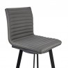 Armen Living Jermaine 26" Counter Height Swivel Bar Stool in Matt Black Finish with Gray Faux Leather Side