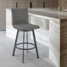 Armen Living Jermaine 26" Counter Height Swivel Bar Stool in Matt Black Finish with Gray Faux Leather