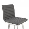 Armen Living Jermaine Swivel Bar Stool in Brushed Stainless Steel Finish and Gray Faux Leather Half Front