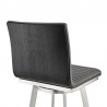 Armen Living Jermaine Swivel Bar Stool in Brushed Stainless Steel Finish and Gray Faux Leather Half Back