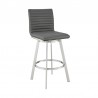 Armen Living Jermaine Swivel Bar Stool in Brushed Stainless Steel Finish and Gray Faux Leather  Side