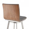 Armen Living Jermaine Swivel Bar Stool in Brushed Stainless Steel Finish and Gray Faux Leather Walnut Wood Half Back
