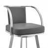 Armen Living Sandringham Gray Faux Leather and Brushed Stainless Steel Swivel Bar Stool Half Front