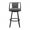 Armen Living Sandringham Gray Faux Leather and Black Metal Swivel Bar Stool Front