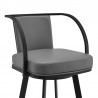 Armen Living Sandringham Gray Faux Leather and Black Metal Swivel Bar Stool Half
