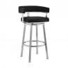 Cohen Black Faux Leather and Brushed Stainless Steel Swivel Bar Stool 001