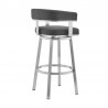 Cohen Gray Faux Leather and Brushed Stainless Steel Swivel Bar Stool 002