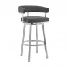 Cohen Gray Faux Leather and Brushed Stainless Steel Swivel Bar Stool 001