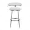 Cohen White Faux Leather and Brushed Stainless Steel Swivel Bar Stool 002