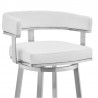 Cohen White Faux Leather and Brushed Stainless Steel Swivel Bar Stool 005