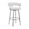 Cohen White Faux Leather and Brushed Stainless Steel Swivel Bar Stool 001