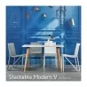 Toppy Stackable Modern V Dinning Chair - Stacked - Lifestyle 2 - Toppy Stackable Modern V Dinning Chair - Stacked - Lifestyle 2