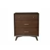 Alpine Furniture Flynn Mid Century Modern 3 Drawer Small Chest, Walnut - Front Angle - Alpine Furniture Flynn Mid Century Modern 3 Drawer Small Chest, Walnut - Front Angle