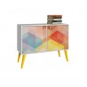 Manhattan Comfort 2-Piece Mid-Century Modern Avesta Double Side Table in White, Stamp, Yellow Side