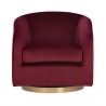 Sunpan Hazel Swivel Lounge Chair in Gold - Burgundy Sky - Front Angle