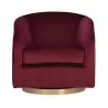 Sunpan Hazel Swivel Lounge Chair in Gold - Burgundy Sky - Front Angle - Sunpan Hazel Swivel Lounge Chair in Gold - Burgundy Sky - Front Angle