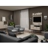 Manhattan Comfort Tribeca 35.43 Mid-Century Modern TV Stand and Panel with Media and Display Shelves in Off White