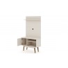 Manhattan Comfort Tribeca 35.43 Mid-Century Modern TV Stand and Panel with Media and Display Shelves in Off White Open
