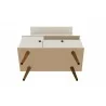 Manhattan Comfort Tribeca 35.43 Mid-Century Modern TV Stand and Panel with Media and Display Shelves in Off White Bottom - Manhattan Comfort Tribeca 35.43 Mid-Century Modern TV Stand and Panel with Media and Display Shelves in Off White Bottom