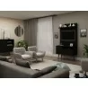 Manhattan Comfort Tribeca 35.43 Mid-Century Modern TV Stand and Panel with Media and Display Shelves in Black  - Manhattan Comfort Tribeca 35.43 Mid-Century Modern TV Stand and Panel with Media and Display Shelves in Black 