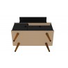 Manhattan Comfort Tribeca 35.43 Mid-Century Modern TV Stand and Panel with Media and Display Shelves in Black Bottom