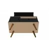 Manhattan Comfort Tribeca 35.43 Mid-Century Modern TV Stand and Panel with Media and Display Shelves in Black Bottom - Manhattan Comfort Tribeca 35.43 Mid-Century Modern TV Stand and Panel with Media and Display Shelves in Black Bottom