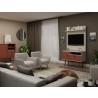 Manhattan Comfort Tribeca 35.43 Mid-Century Modern TV Stand and Panel with Media and Display Shelves in Off White and Terra Orange Pink