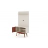 Manhattan Comfort Tribeca 35.43 Mid-Century Modern TV Stand and Panel with Media and Display Shelves in Off White and Terra Orange Pink Open