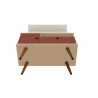 Manhattan Comfort Tribeca 35.43 Mid-Century Modern TV Stand and Panel with Media and Display Shelves in Off White and Terra Orange Pink Bottom