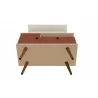 Manhattan Comfort Tribeca 35.43 Mid-Century Modern TV Stand and Panel with Media and Display Shelves in Off White and Terra Orange Pink Bottom - Manhattan Comfort Tribeca 35.43 Mid-Century Modern TV Stand and Panel with Media and Display Shelves in Off White and Terra Orange Pink Bottom