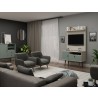 Manhattan Comfort Tribeca 35.43 Mid-Century Modern TV Stand and Panel with Media and Display Shelves in Off White and Green Mint