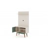 Manhattan Comfort Tribeca 35.43 Mid-Century Modern TV Stand and Panel with Media and Display Shelves in Off White and Green Mint Open