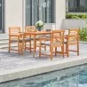 Vifah Waimea Honey 5-Piece Slatted Eucalyptus Wood Patio Dining Set with Cushion, Side Angle - Vifah Waimea Honey 5-Piece Slatted Eucalyptus Wood Patio Dining Set with Cushion, Side Angle