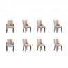 Manhattan Comfort Shubert 8-Piece Modern Faux Leather and Velvet Dining Chair Set in Tan