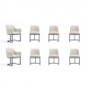 Manhattan Comfort Modern Serena 8 Piece Dining Set Upholstered in Leatherette with Steel Legs In Cream