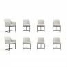 Manhattan Comfort Modern Serena 8 Piece Dining Set Upholstered in Leatherette with Steel Legs In Cream - Manhattan Comfort Modern Serena 8 Piece Dining Set Upholstered in Leatherette with Steel Legs In Cream
