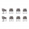 Manhattan Comfort Modern Serena 8 Piece Dining Set Upholstered in Leatherette with Steel Legs In Grey