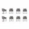 Manhattan Comfort Modern Serena 8 Piece Dining Set Upholstered in Leatherette with Steel Legs In Grey - Manhattan Comfort Modern Serena 8 Piece Dining Set Upholstered in Leatherette with Steel Legs In Grey