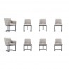Manhattan Comfort Modern Serena 8 Piece Dining Set Upholstered in Leatherette with Steel Legs In Light Grey