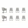 Manhattan Comfort Modern Serena 8 Piece Dining Set Upholstered in Leatherette with Steel Legs In Light Grey - Manhattan Comfort Modern Serena 8 Piece Dining Set Upholstered in Leatherette with Steel Legs In Light Grey