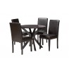 Baxton Studio Asli Modern Espresso Brown Faux Leather and Wood 5-Piece Dining Set - Set in Front Side Angle