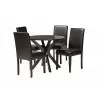Baxton Studio Asli Modern Espresso Brown Faux Leather and Wood 5-Piece Dining Set - Set in Front Side Angle - Baxton Studio Asli Modern Espresso Brown Faux Leather and Wood 5-Piece Dining Set - Set in Front Side Angle