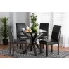Baxton Studio Asli Modern Espresso Brown Faux Leather and Wood 5-Piece Dining Set - Lifestyle - Baxton Studio Asli Modern Espresso Brown Faux Leather and Wood 5-Piece Dining Set - Lifestyle