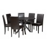 Baxton Studio Asli Modern Espresso Brown Faux Leather and Wood 7-Piece Dining Set - Set in Front Side Angle