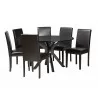 Baxton Studio Asli Modern Espresso Brown Faux Leather and Wood 7-Piece Dining Set - Set in Front Side Angle - Baxton Studio Asli Modern Espresso Brown Faux Leather and Wood 7-Piece Dining Set - Set in Front Side Angle