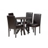Baxton Studio Rosi Modern Espresso Brown Faux Leather and Wood 5-Piece Dining Set - Set in Front Side Angle
